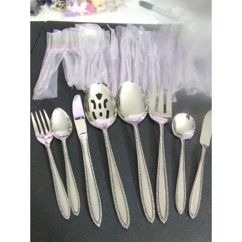 Vtg Continental Flateware Japan Stainless 47pcs Knives Fork Spoons & Serving Pcs